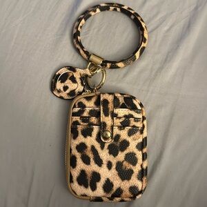 Wristlet card wallet with mini mirror dangle